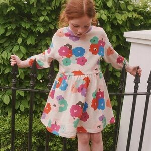 Mini Boden Girls Floral Multicolor Abstract Print Spring Dress